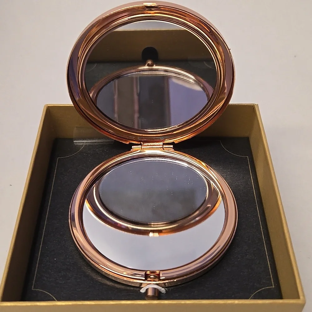 NIB Monet Rose Gold Compact Mirror with Crystal Accents - Picture 5 of 5